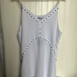 White Stud-Accent V-Neck Camisole